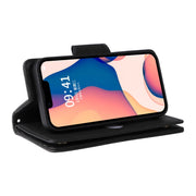 Rivetto Fibbia 9 carte Custodia per telefono in pelle a tre pieghe, For iPhone 14, For iPhone 14 Plus, For iPhone 14 Pro, For iPhone 14 Pro Max