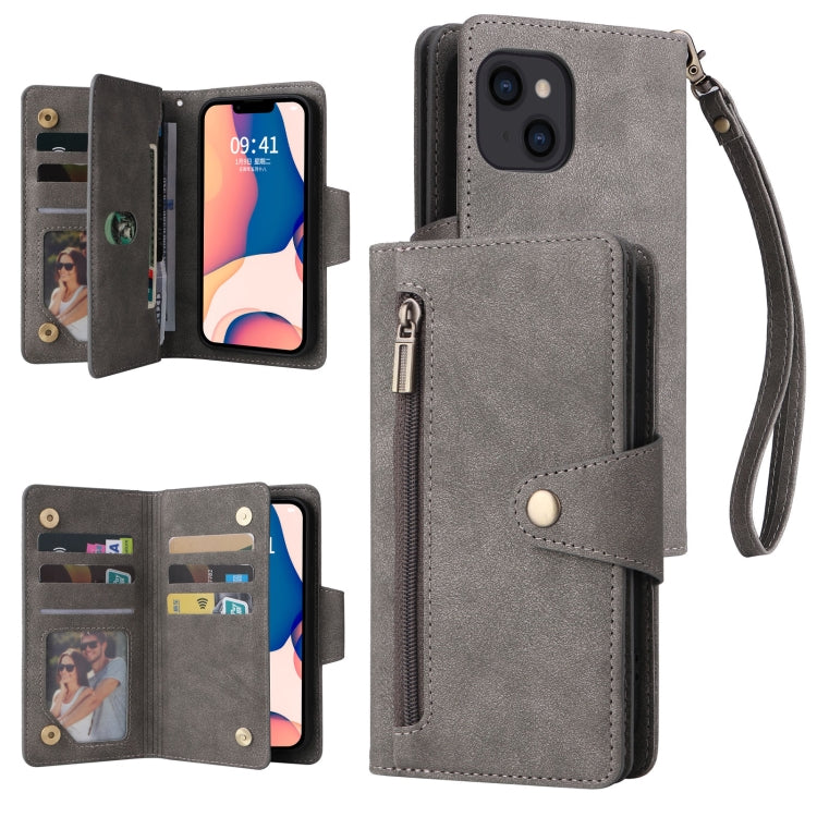 Custodia portafoglio in pelle a tre pieghe per iPhone 14