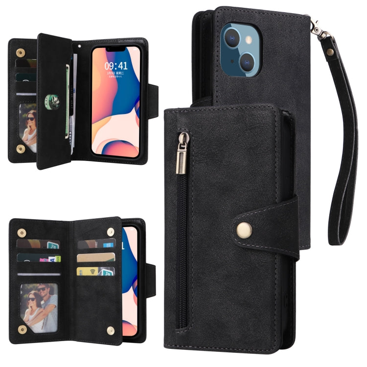 Custodia portafoglio in pelle a tre pieghe per iPhone 14
