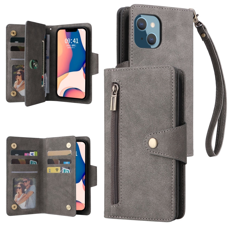 Custodia portafoglio in pelle a tre pieghe per iPhone 14