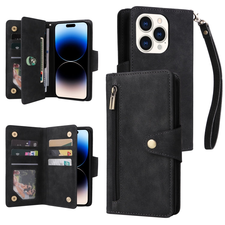 Custodia portafoglio in pelle a tre pieghe per iPhone 14
