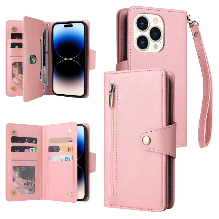 Custodia portafoglio in pelle a tre pieghe per iPhone 14
