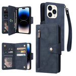 Custodia portafoglio in pelle a tre pieghe per iPhone 14