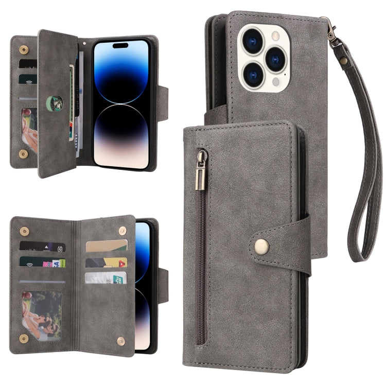 Custodia portafoglio in pelle a tre pieghe per iPhone 14
