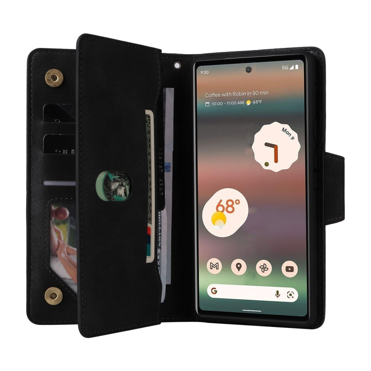 Rivetto Fibbia 9 carte Custodia per telefono in pelle a tre pieghe, For Google Pixel 6a