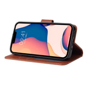 Custodia in pelle flip orizzontale multifunzionale con tre slot per schede, For iPhone 14, For iPhone 14 Plus, For iPhone 14 Pro