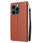 Custodia in pelle flip orizzontale multifunzionale con tre slot per schede, For iPhone 14 Pro Max
