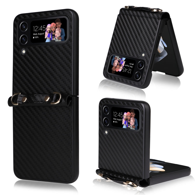 Custodia per telefono in fibra di carbonio con cordino, For Samsung Galaxy Z Flip4