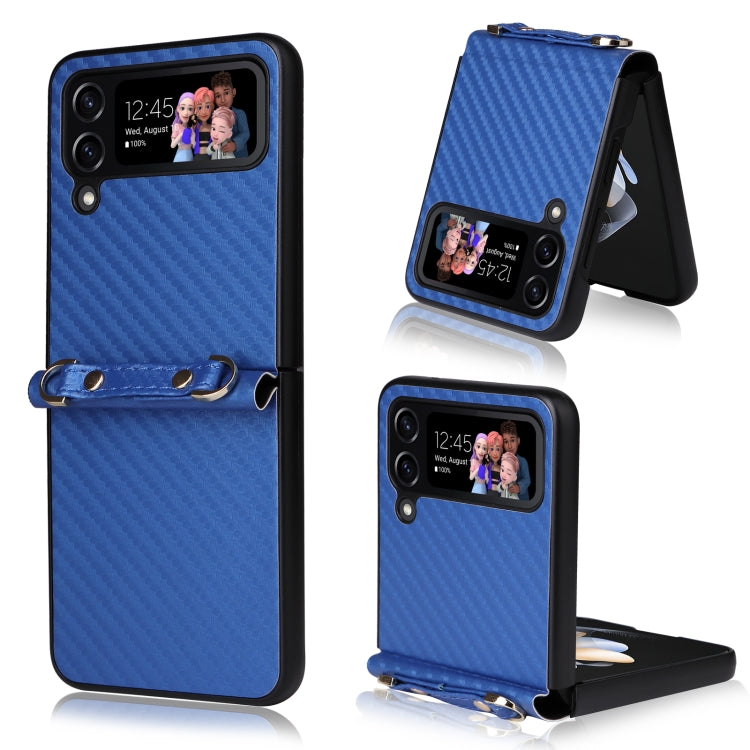 Custodia per telefono in fibra di carbonio con cordino, For Samsung Galaxy Z Flip4