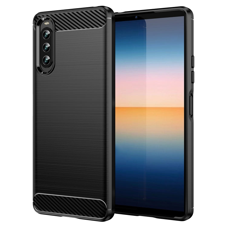Custodia per telefono TPU in fibra di carbonio con trama spazzolata, For Sony Xperia Ace II, For Sony Xperia 1 IV, For Sony Xperia 10 IV, For Sony Xperia Ace III
