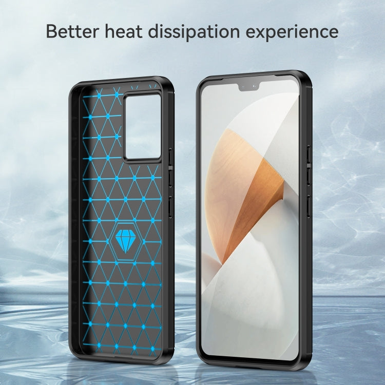 Custodia per telefono TPU in fibra di carbonio con trama spazzolata, For vivo S12, For vivo V23 5G, For vivo S12 Pro, For vivo V23 Pro, For vivo T1 5G, For vivo Y55 5G, For vivo Y75 5G