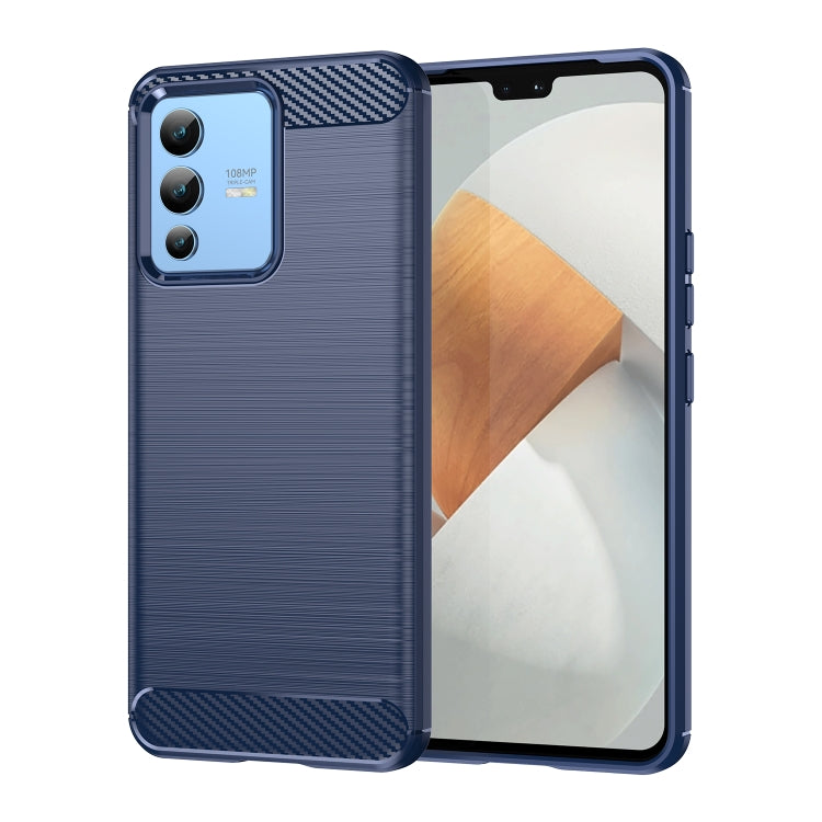 Custodia per telefono TPU in fibra di carbonio con trama spazzolata, For vivo S12, For vivo V23 5G, For vivo S12 Pro, For vivo V23 Pro, For vivo T1 5G, For vivo Y55 5G, For vivo Y75 5G