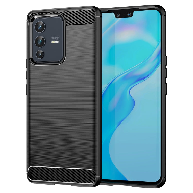 Custodia per telefono TPU in fibra di carbonio con trama spazzolata, For vivo S12, For vivo V23 5G, For vivo S12 Pro, For vivo V23 Pro, For vivo T1 5G, For vivo Y55 5G, For vivo Y75 5G