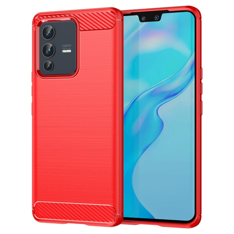 Custodia per telefono TPU in fibra di carbonio con trama spazzolata, For vivo S12, For vivo V23 5G, For vivo S12 Pro, For vivo V23 Pro, For vivo T1 5G, For vivo Y55 5G, For vivo Y75 5G