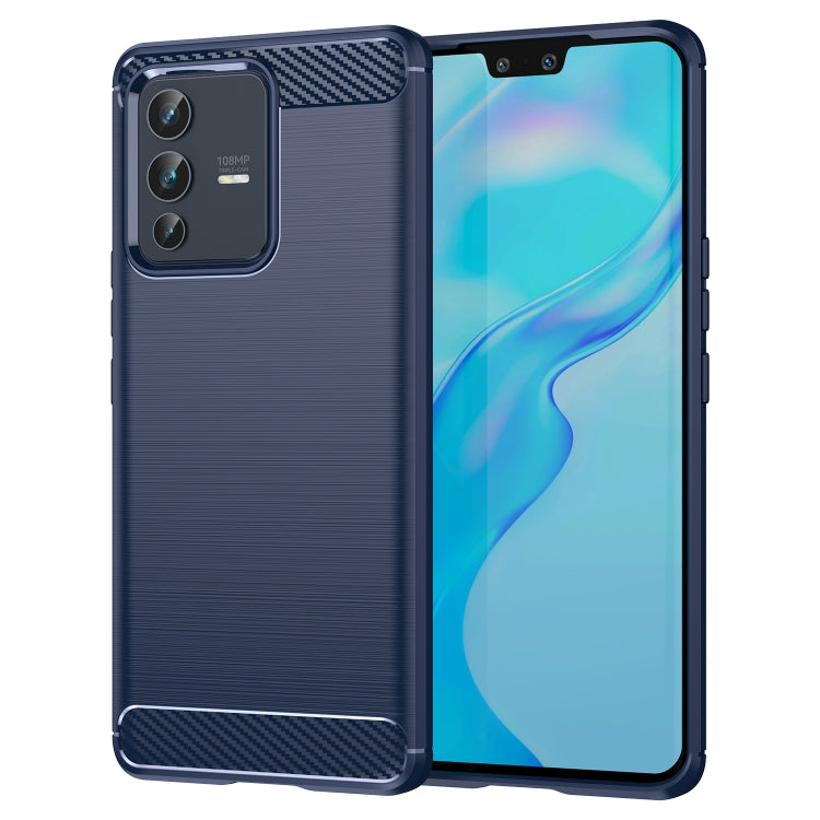 Custodia per telefono TPU in fibra di carbonio con trama spazzolata, For vivo S12, For vivo V23 5G, For vivo S12 Pro, For vivo V23 Pro, For vivo T1 5G, For vivo Y55 5G, For vivo Y75 5G