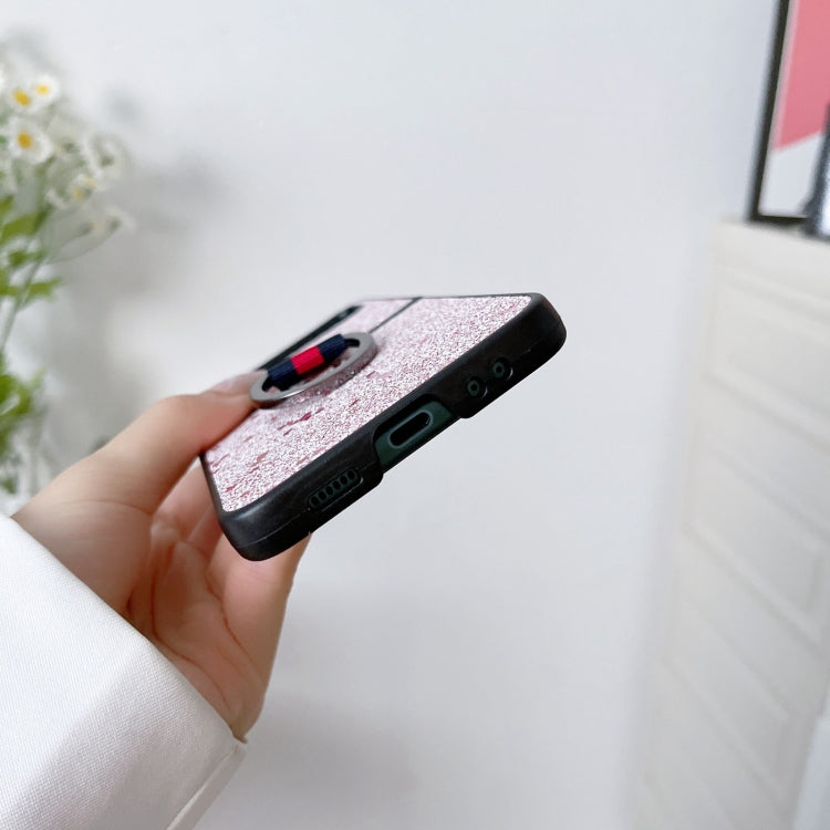 Custodia per telefono in polvere glitterata con anello, For Samsung Galaxy Z Flip4
