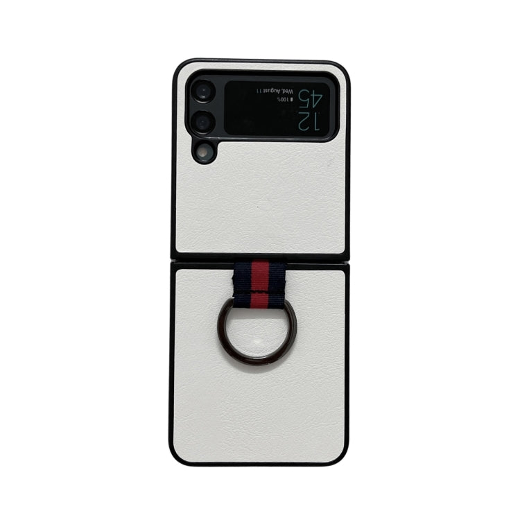 Custodia per telefono con texture Litchi bicolore con anello, For Samsung Galaxy Z Flip4