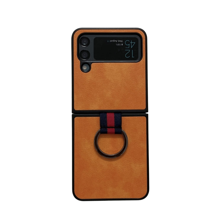 Custodia per telefono con texture Litchi bicolore con anello, For Samsung Galaxy Z Flip4