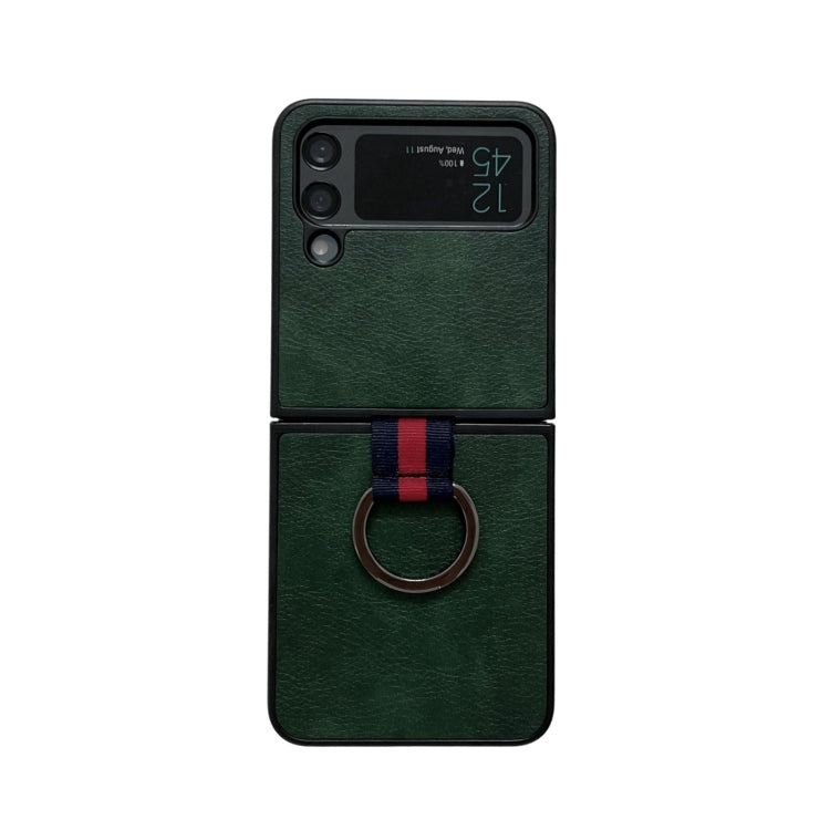 Custodia per telefono con texture Litchi bicolore con anello, For Samsung Galaxy Z Flip4