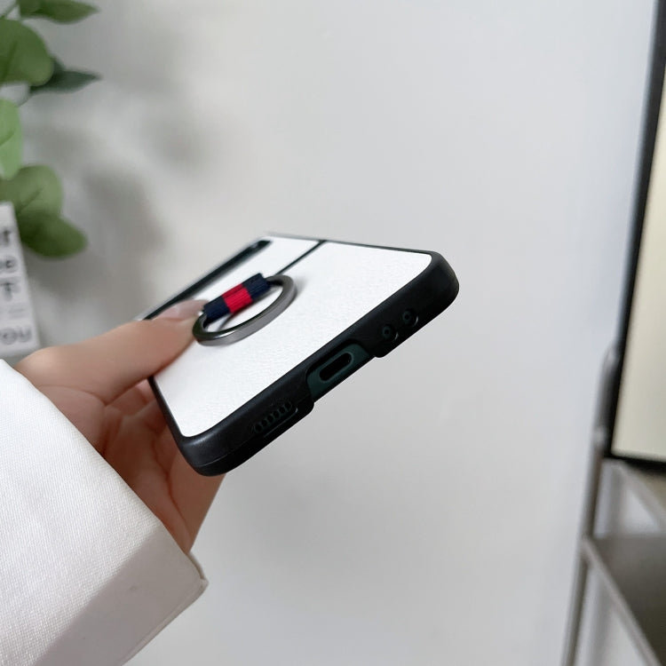 Custodia per telefono con texture Litchi bicolore con anello, For Samsung Galaxy Z Flip4