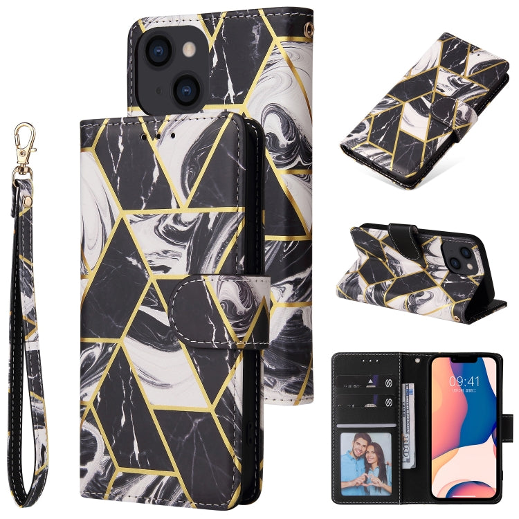 Custodia in pelle PU flip orizzontale con cuciture bronzate in marmo, For iPhone 14, For iPhone 14 Plus, For iPhone 14 Pro, For iPhone 14 Pro Max