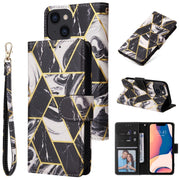 Custodia in pelle PU flip orizzontale con cuciture bronzate in marmo, For iPhone 14, For iPhone 14 Plus, For iPhone 14 Pro, For iPhone 14 Pro Max