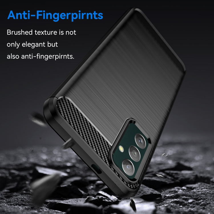 Custodia per telefono TPU in fibra di carbonio con trama spazzolata, For Samsung Galaxy F13, For Samsung Galaxy M13 4G