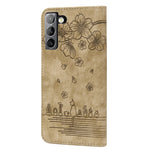 Custodia per telefono in pelle goffrata con gatto Sakura Cartoon, For Samsung Galaxy S22 5G, For Samsung Galaxy S22+ 5G, For Samsung Galaxy S22 Ultra 5G, For Samsung Galaxy S21 5G