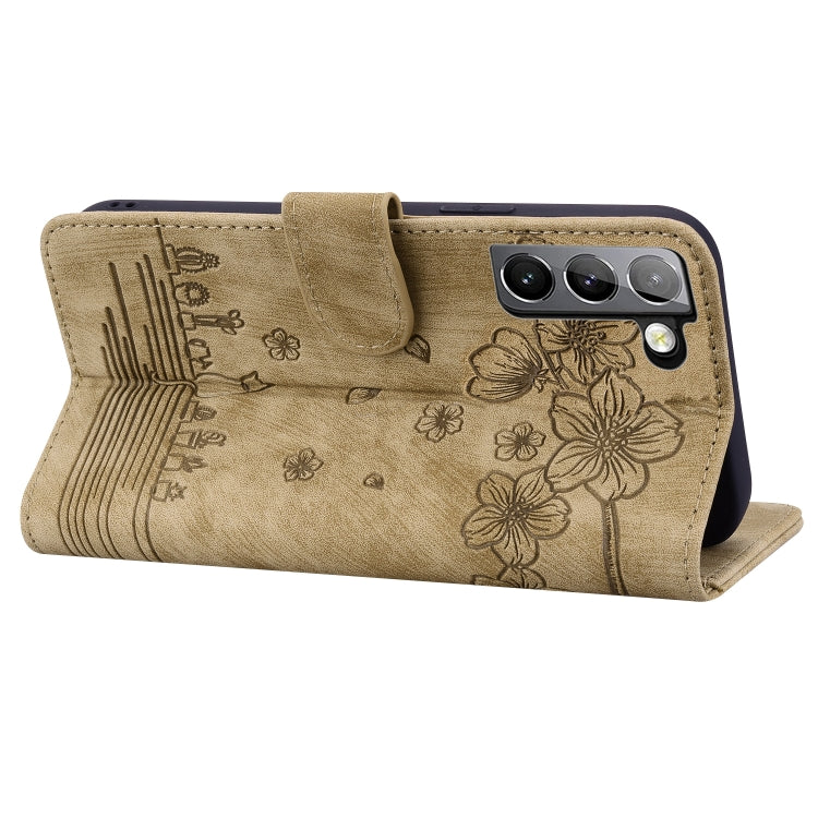 Custodia per telefono in pelle goffrata con gatto Sakura Cartoon, For Samsung Galaxy S22 5G, For Samsung Galaxy S22+ 5G, For Samsung Galaxy S22 Ultra 5G, For Samsung Galaxy S21 5G