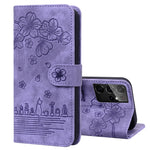 Custodia per telefono in pelle goffrata con gatto Sakura Cartoon, For Samsung Galaxy S21+ 5G, For Samsung Galaxy S21 Ultra 5G, For Samsung Galaxy S20 FE 5G / S20 FE, For Samsung Galaxy A12