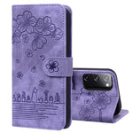 Custodia per telefono in pelle goffrata con gatto Sakura Cartoon, For Samsung Galaxy S21+ 5G, For Samsung Galaxy S21 Ultra 5G, For Samsung Galaxy S20 FE 5G / S20 FE, For Samsung Galaxy A12