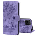 Custodia per telefono in pelle goffrata con gatto Sakura Cartoon, For Samsung Galaxy S21+ 5G, For Samsung Galaxy S21 Ultra 5G, For Samsung Galaxy S20 FE 5G / S20 FE, For Samsung Galaxy A12