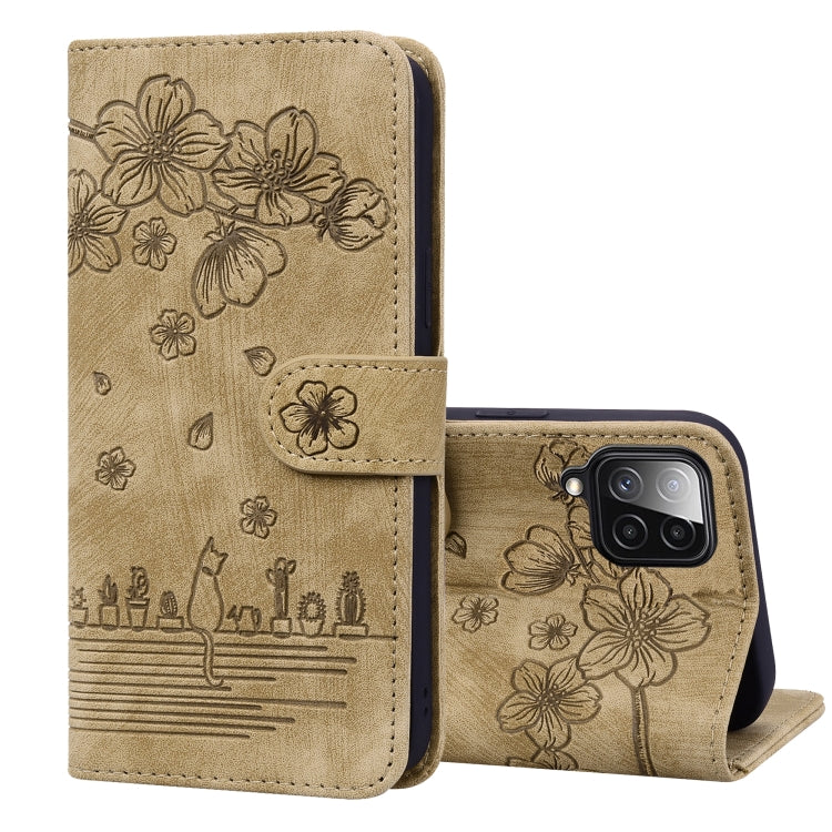 Custodia per telefono in pelle goffrata con gatto Sakura Cartoon, For Samsung Galaxy A13 4G / 5G, For Samsung Galaxy A20 / A30, For Samsung Galaxy A22 4G, For Samsung Galaxy A22 5G / A22s 5G