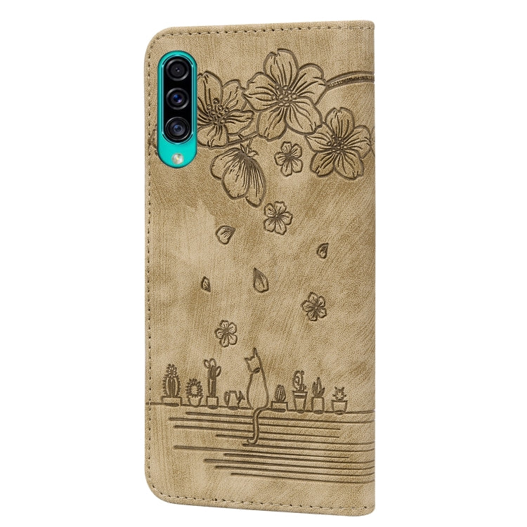 Custodia per telefono in pelle goffrata con gatto Sakura Cartoon, For Samsung Galaxy A30s / A50s / A50, For Samsung Galaxy A32 5G, For Samsung Galaxy A33 5G, For Samsung Galaxy A51 4G
