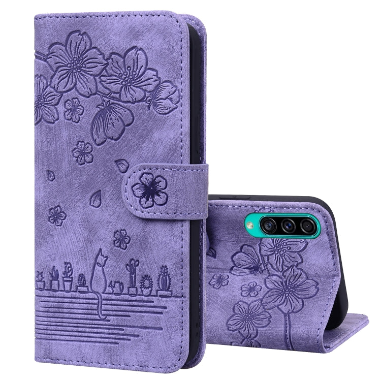 Custodia per telefono in pelle goffrata con gatto Sakura Cartoon, For Samsung Galaxy A30s / A50s / A50, For Samsung Galaxy A32 5G, For Samsung Galaxy A33 5G, For Samsung Galaxy A51 4G