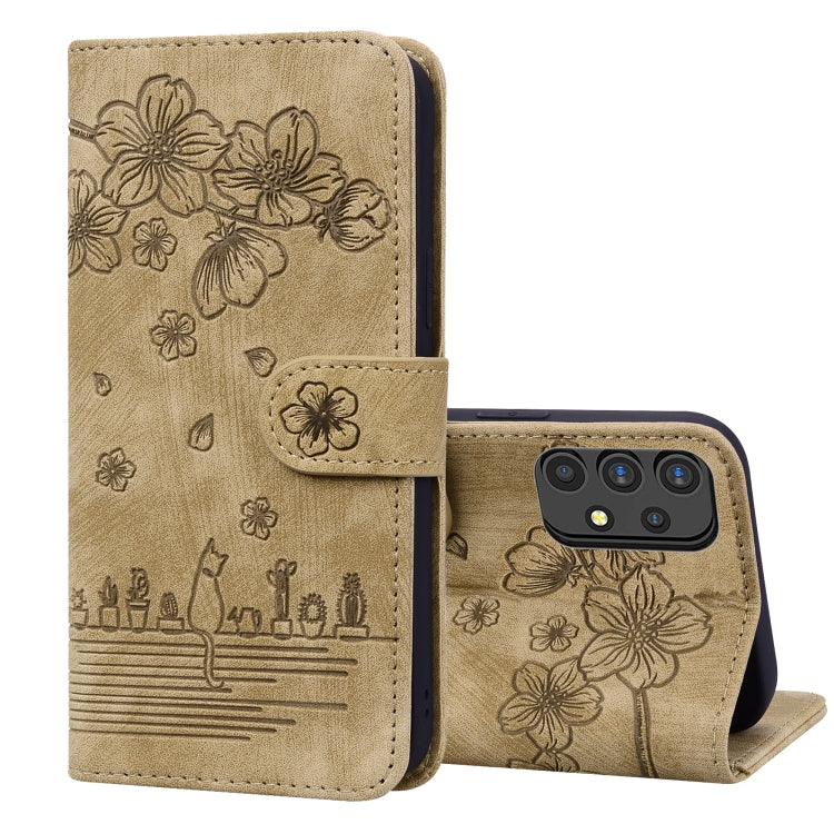 Custodia per telefono in pelle goffrata con gatto Sakura Cartoon, For Samsung Galaxy A30s / A50s / A50, For Samsung Galaxy A32 5G, For Samsung Galaxy A33 5G, For Samsung Galaxy A51 4G
