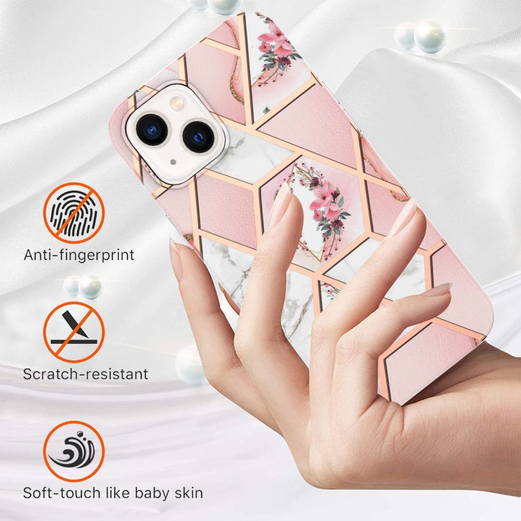 Custodia antiurto in TPU con motivo floreale in marmo con giunzione elettrolitica, For iPhone 14, For iPhone 14 Plus, For iPhone 14 Pro, For iPhone 14 Pro Max