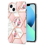 Custodia antiurto in TPU con motivo floreale in marmo con giunzione elettrolitica, For iPhone 14, For iPhone 14 Plus, For iPhone 14 Pro, For iPhone 14 Pro Max