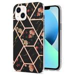 Custodia antiurto in TPU con motivo floreale in marmo con giunzione elettrolitica, For iPhone 14, For iPhone 14 Plus, For iPhone 14 Pro, For iPhone 14 Pro Max
