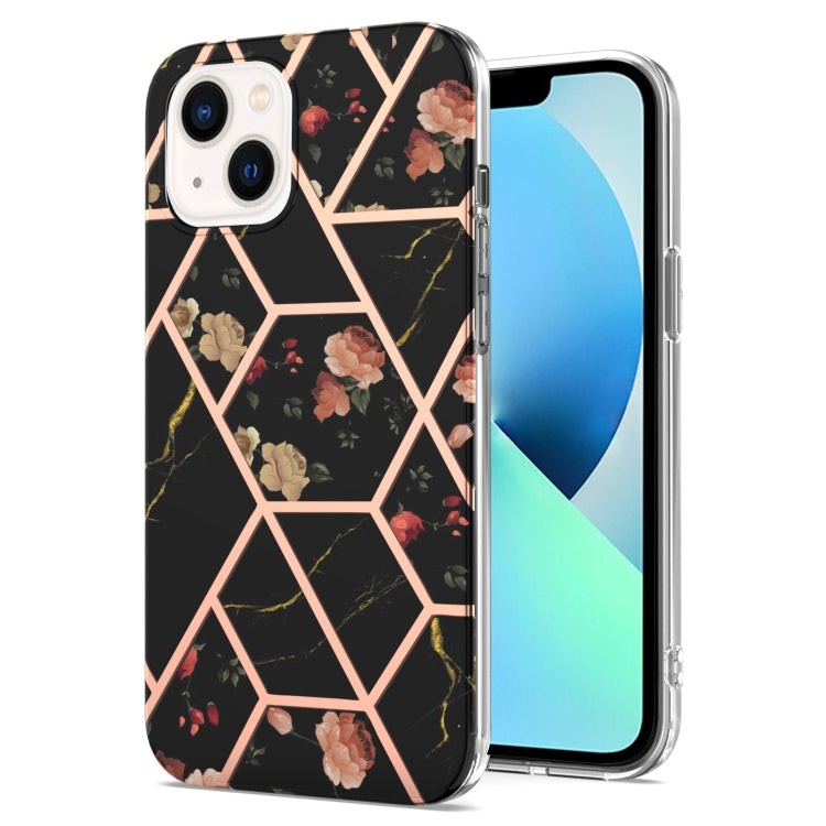 Custodia antiurto in TPU con motivo floreale in marmo con giunzione elettrolitica, For iPhone 14, For iPhone 14 Plus, For iPhone 14 Pro, For iPhone 14 Pro Max