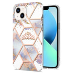 Custodia antiurto in TPU con motivo floreale in marmo con giunzione elettrolitica, For iPhone 14, For iPhone 14 Plus, For iPhone 14 Pro, For iPhone 14 Pro Max