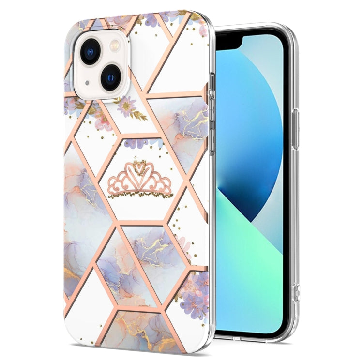 Custodia antiurto in TPU con motivo floreale in marmo con giunzione elettrolitica, For iPhone 14, For iPhone 14 Plus, For iPhone 14 Pro, For iPhone 14 Pro Max