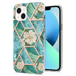 Custodia antiurto in TPU con motivo floreale in marmo con giunzione elettrolitica, For iPhone 14, For iPhone 14 Plus, For iPhone 14 Pro, For iPhone 14 Pro Max