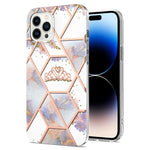 Custodia antiurto in TPU con motivo floreale in marmo con giunzione elettrolitica, For iPhone 14, For iPhone 14 Plus, For iPhone 14 Pro, For iPhone 14 Pro Max