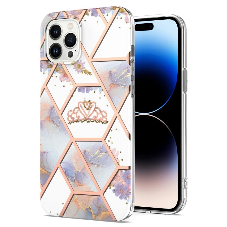 Custodia antiurto in TPU con motivo floreale in marmo con giunzione elettrolitica, For iPhone 14, For iPhone 14 Plus, For iPhone 14 Pro, For iPhone 14 Pro Max