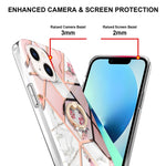 Custodia antiurto in TPU con motivo floreale in marmo con giunzione elettrolitica con supporto per anello di strass, For iPhone 14, For iPhone 14 Plus, For iPhone 14 Pro, For iPhone 14 Pro Max