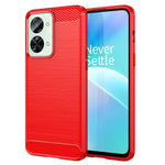 Custodia per telefono TPU in fibra di carbonio con trama spazzolata, For OnePlus Nord CE 2 Lite 5G, For OnePlus Nord CE 2 5G, For OnePlus Ace Racing, For OnePlus Nord 2T