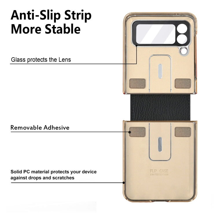 Custodia per telefono in pelle colorata + PC con anello, For Samsung Galaxy Z Flip4 5G, For Samsung Galaxy Z Flip3 5G