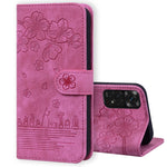 Custodia per telefono in pelle goffrata con gatto Sakura Cartoon, For Xiaomi Redmi Note 11 Pro 4G / 5G, For Xiaomi Poco M4 Pro 4G Global, For Xiaomi Poco M4 Pro 5G Global, For Xiaomi Mi 11 Lite 4G / 5G