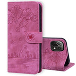 Custodia per telefono in pelle goffrata con gatto Sakura Cartoon, For Xiaomi Redmi Note 11 Pro 4G / 5G, For Xiaomi Poco M4 Pro 4G Global, For Xiaomi Poco M4 Pro 5G Global, For Xiaomi Mi 11 Lite 4G / 5G